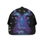 Dark Capricorn Zodiac Sign Print Black Mesh Trucker Cap