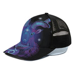 Dark Capricorn Zodiac Sign Print Black Mesh Trucker Cap