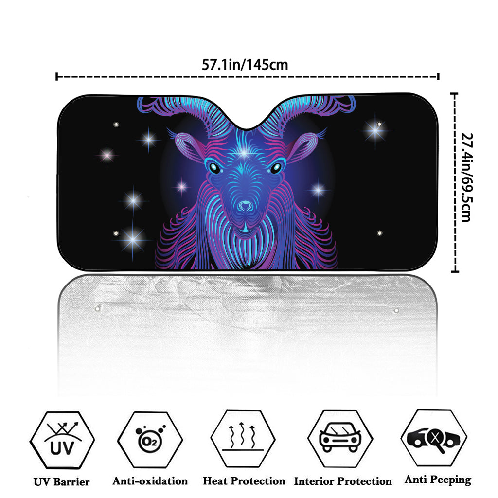 Dark Capricorn Zodiac Sign Print Car Windshield Sun Shade