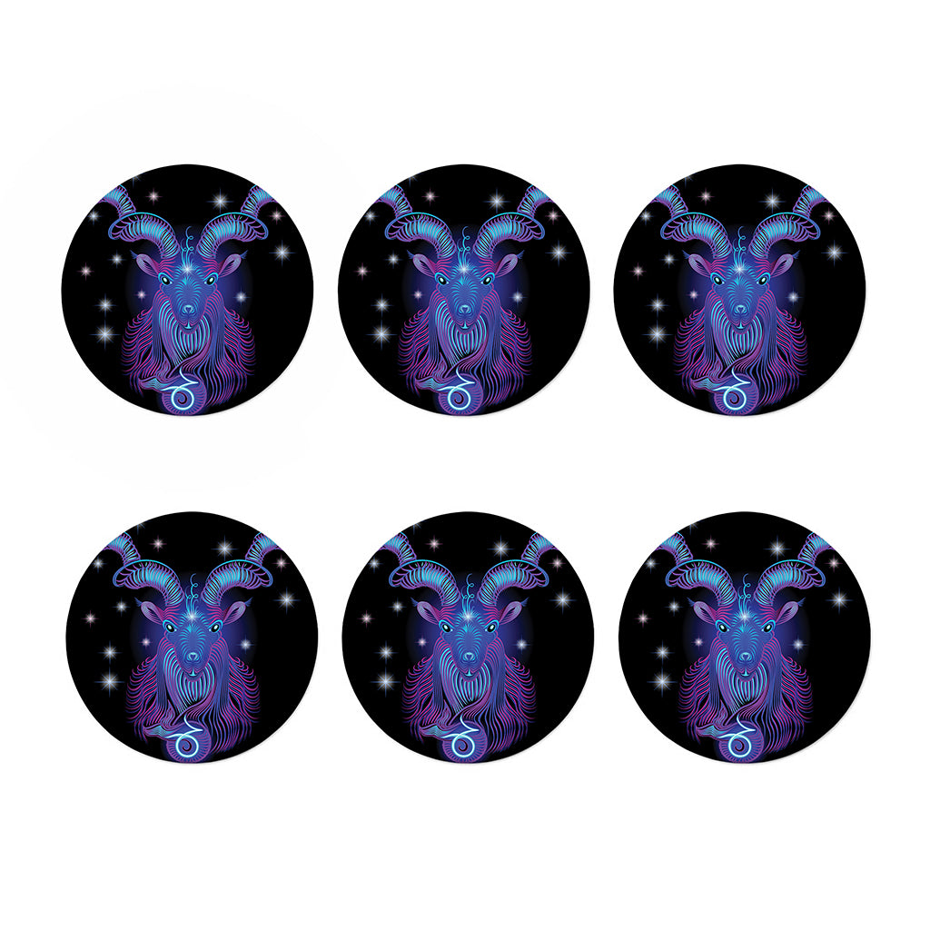Dark Capricorn Zodiac Sign Print Coaster Set