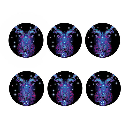 Dark Capricorn Zodiac Sign Print Coaster Set