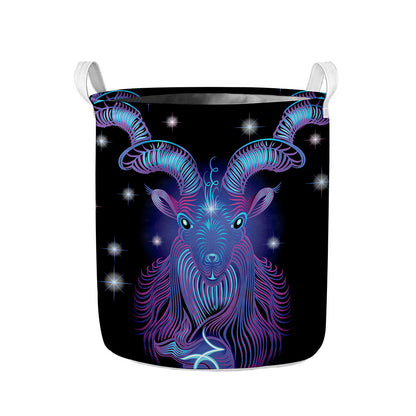 Dark Capricorn Zodiac Sign Print Collapsible Laundry Basket