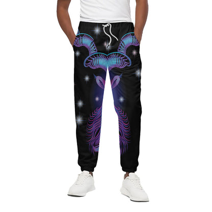 Dark Capricorn Zodiac Sign Print Cotton Pants