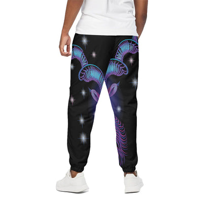 Dark Capricorn Zodiac Sign Print Cotton Pants