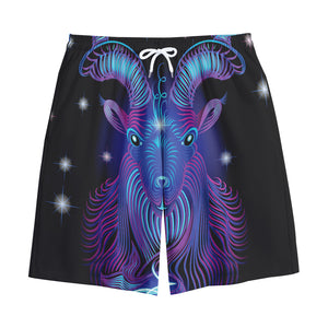 Dark Capricorn Zodiac Sign Print Cotton Shorts