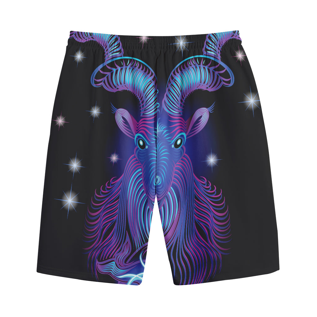 Dark Capricorn Zodiac Sign Print Cotton Shorts