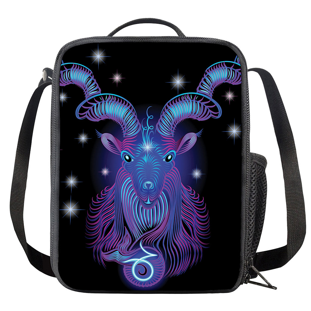 Dark Capricorn Zodiac Sign Print Crossbody Lunch Bag