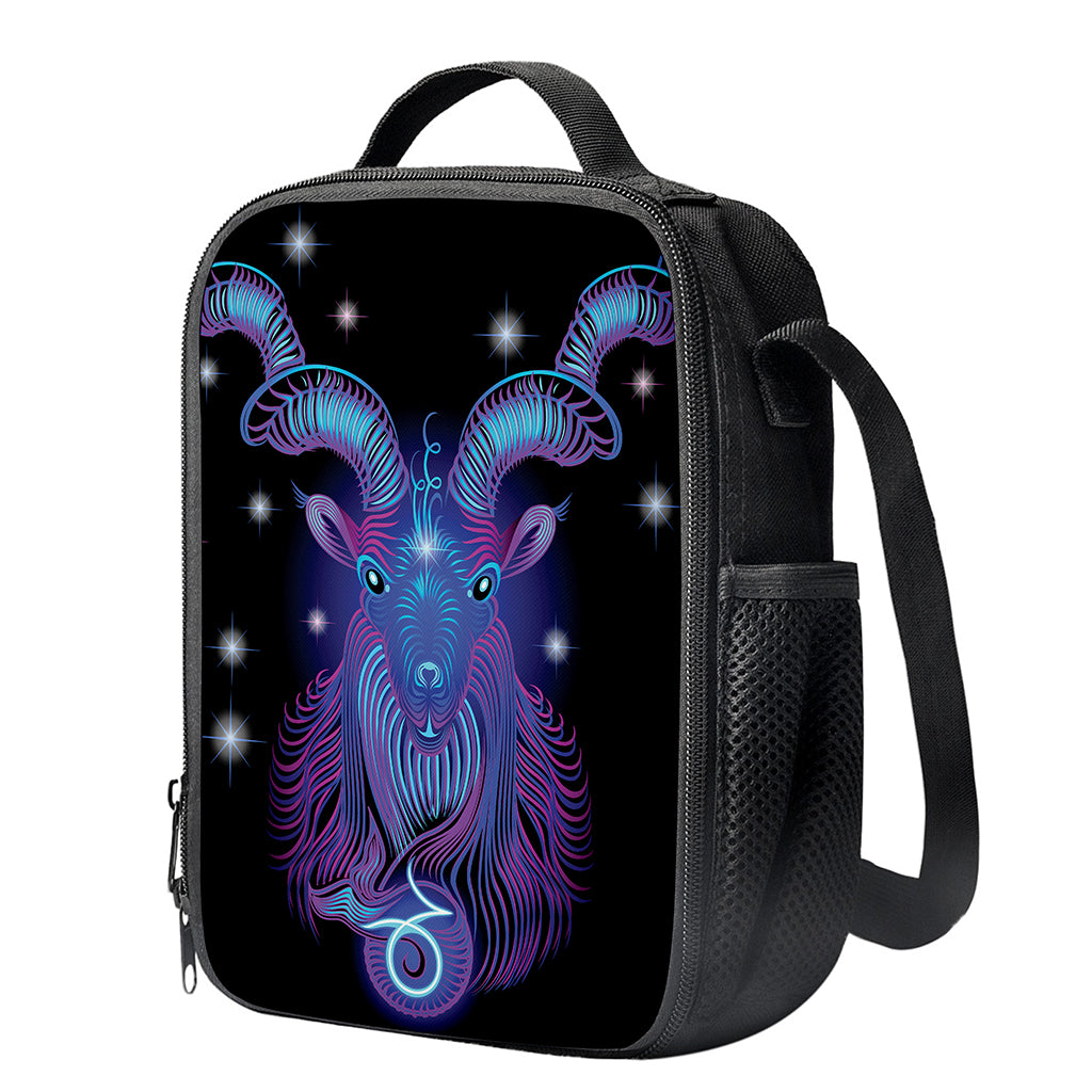 Dark Capricorn Zodiac Sign Print Crossbody Lunch Bag