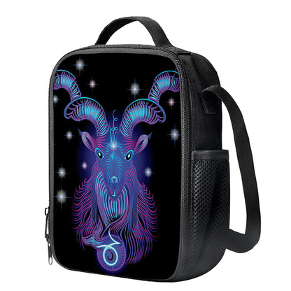 Dark Capricorn Zodiac Sign Print Crossbody Lunch Bag