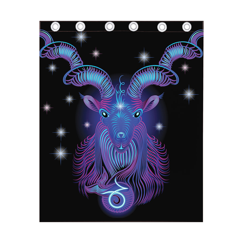 Dark Capricorn Zodiac Sign Print Curtain