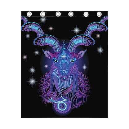 Dark Capricorn Zodiac Sign Print Curtain