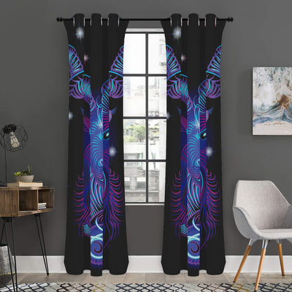Dark Capricorn Zodiac Sign Print Curtain