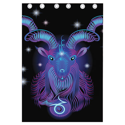 Dark Capricorn Zodiac Sign Print Curtain