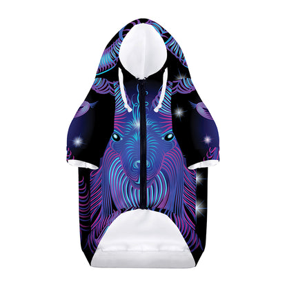 Dark Capricorn Zodiac Sign Print Dog Zip Up Hoodie