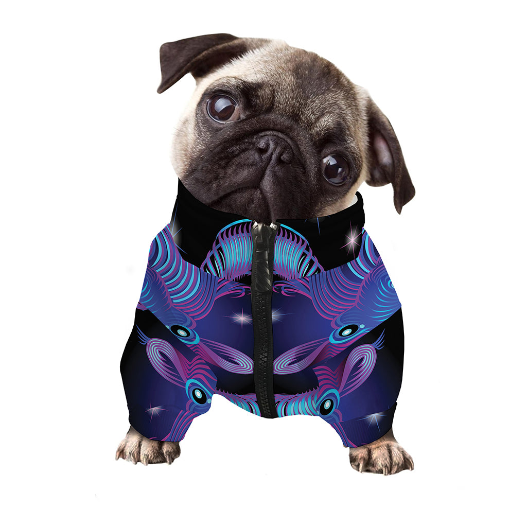 Dark Capricorn Zodiac Sign Print Dog Zip Up Jacket