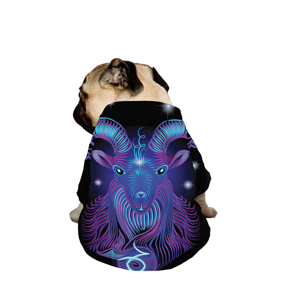 Dark Capricorn Zodiac Sign Print Dog Zip Up Jacket