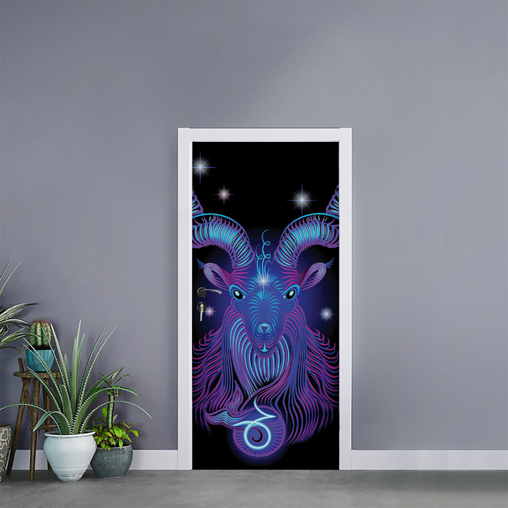 Dark Capricorn Zodiac Sign Print Door Sticker