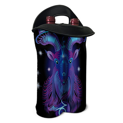 Dark Capricorn Zodiac Sign Print Double Neoprene Wine Tote