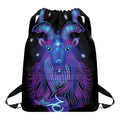 Dark Capricorn Zodiac Sign Print Drawstring Backpack