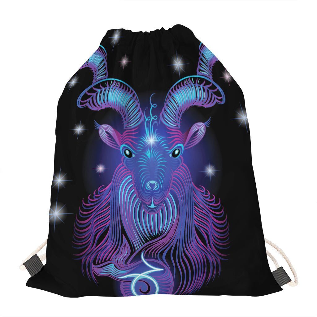 Dark Capricorn Zodiac Sign Print Drawstring Bag