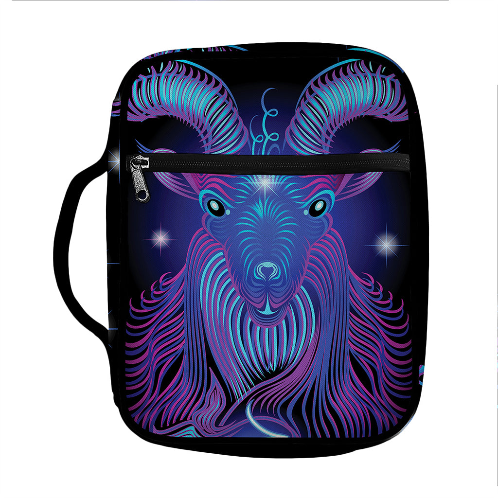 Dark Capricorn Zodiac Sign Print Front Pocket Bible Bag