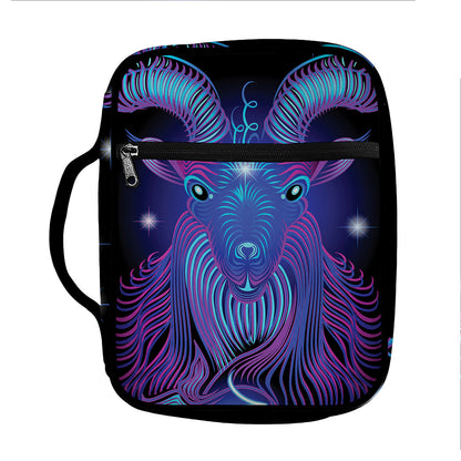 Dark Capricorn Zodiac Sign Print Front Pocket Bible Bag