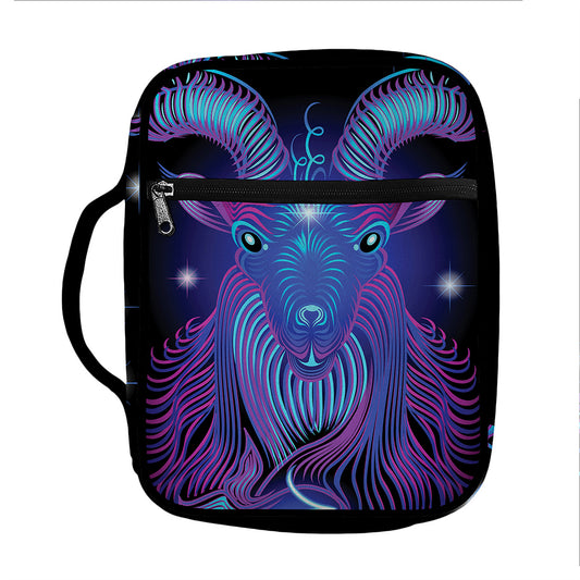 Dark Capricorn Zodiac Sign Print Front Pocket Bible Bag