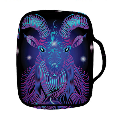 Dark Capricorn Zodiac Sign Print Front Pocket Bible Bag