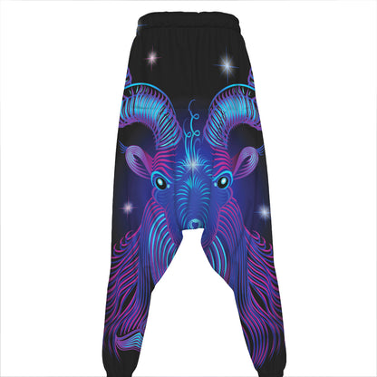 Dark Capricorn Zodiac Sign Print Hammer Pants
