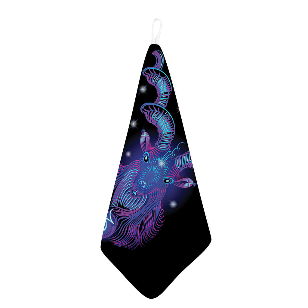 Dark Capricorn Zodiac Sign Print Hand Towel