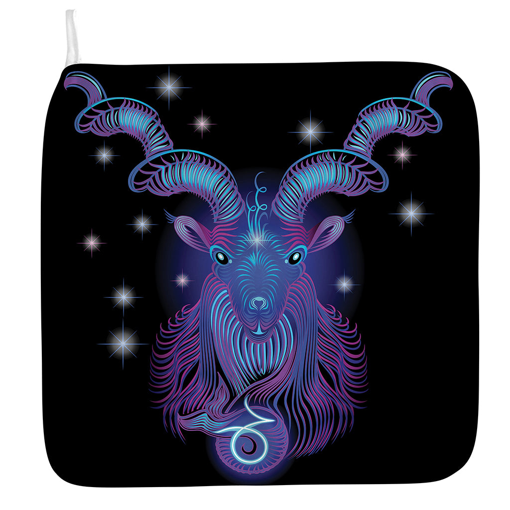 Dark Capricorn Zodiac Sign Print Hand Towel