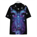 Dark Capricorn Zodiac Sign Print Hawaiian Shirt