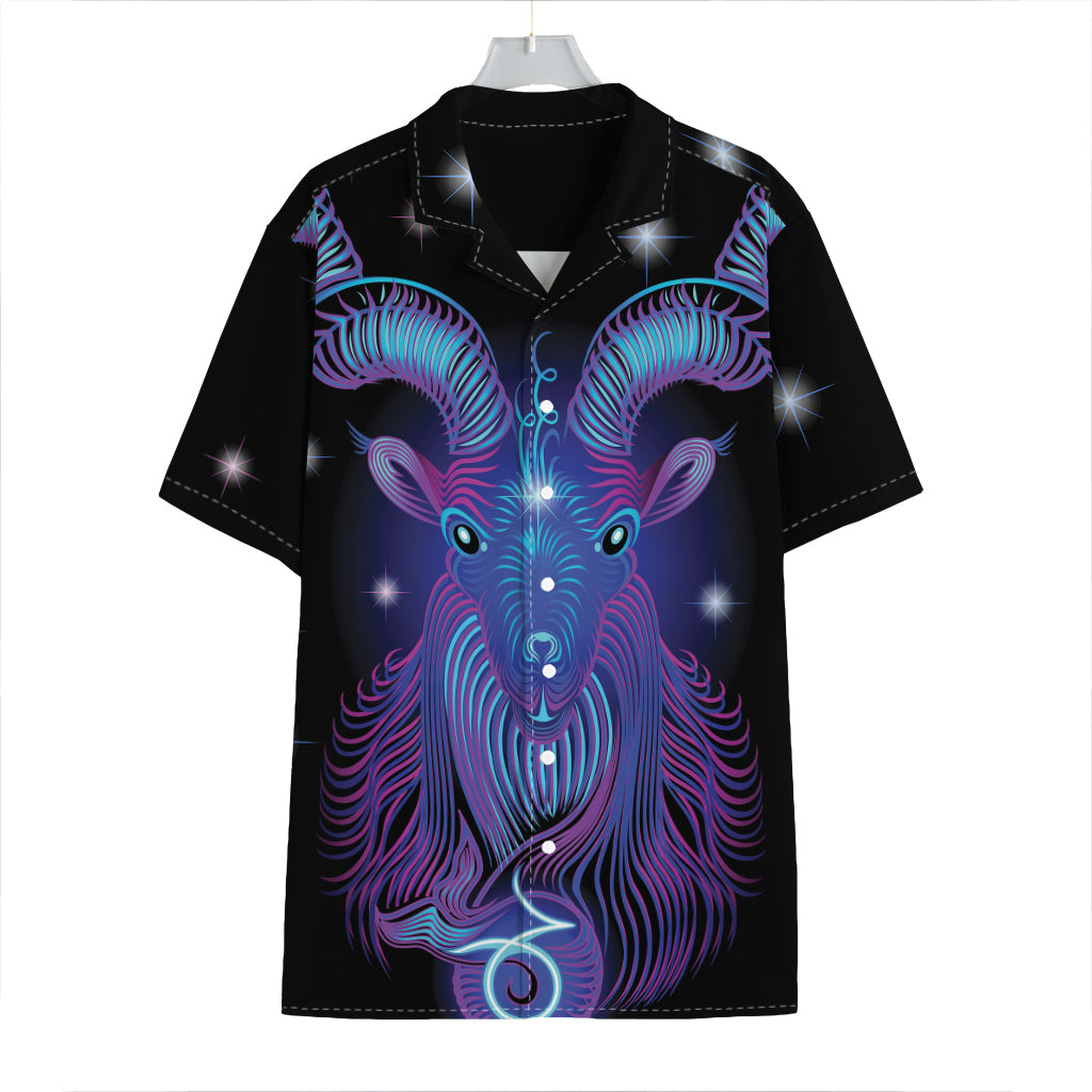 Dark Capricorn Zodiac Sign Print Hawaiian Shirt