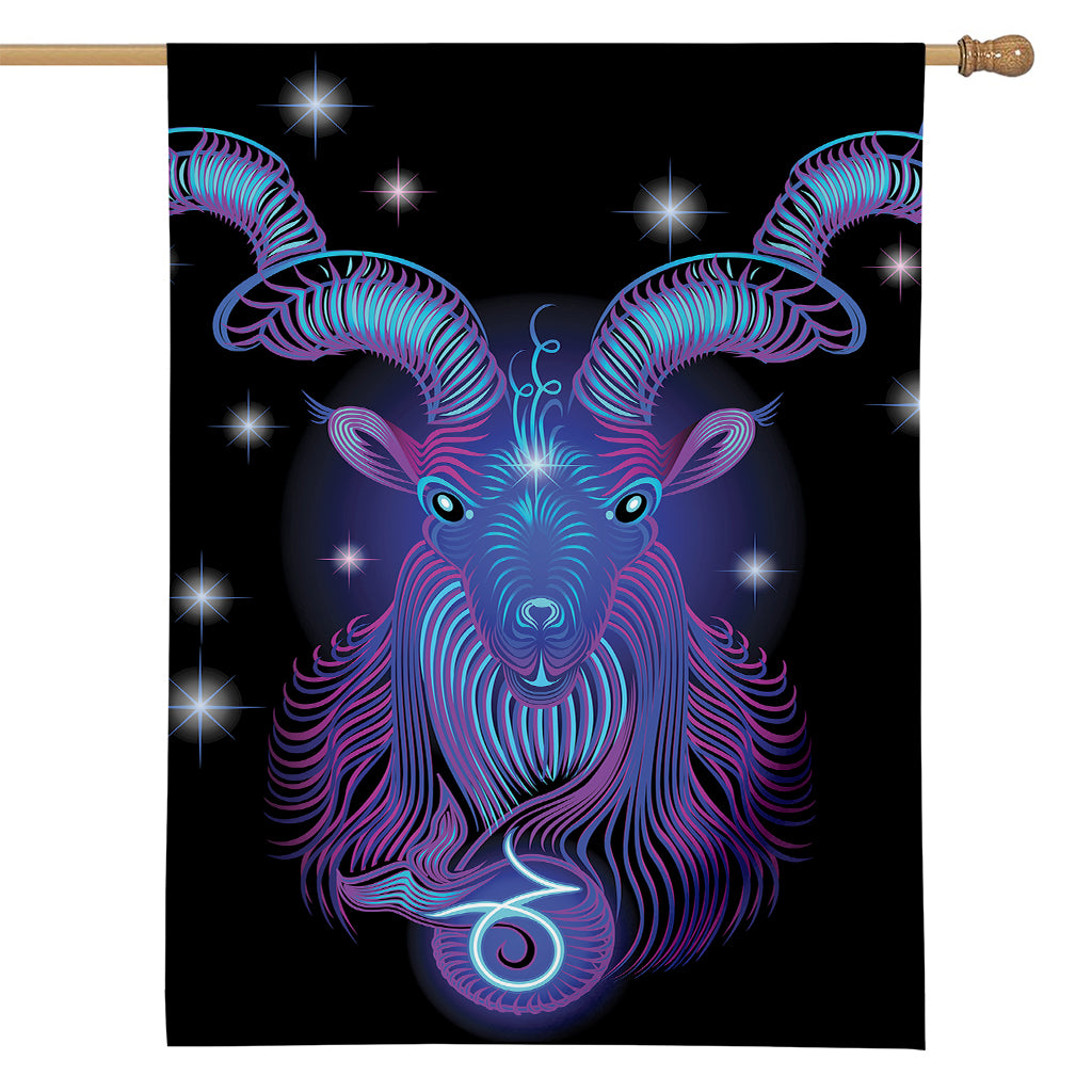 Dark Capricorn Zodiac Sign Print House Flag