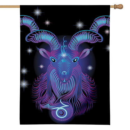 Dark Capricorn Zodiac Sign Print House Flag