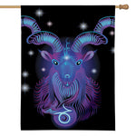 Dark Capricorn Zodiac Sign Print House Flag
