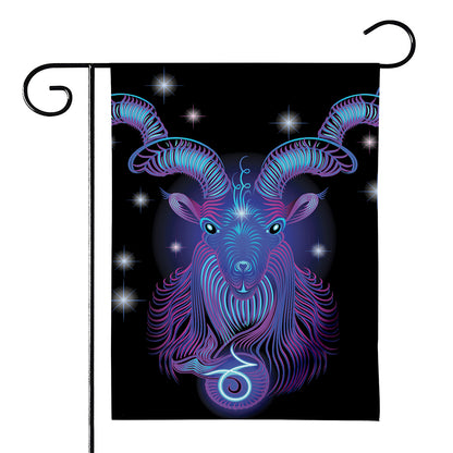 Dark Capricorn Zodiac Sign Print House Flag