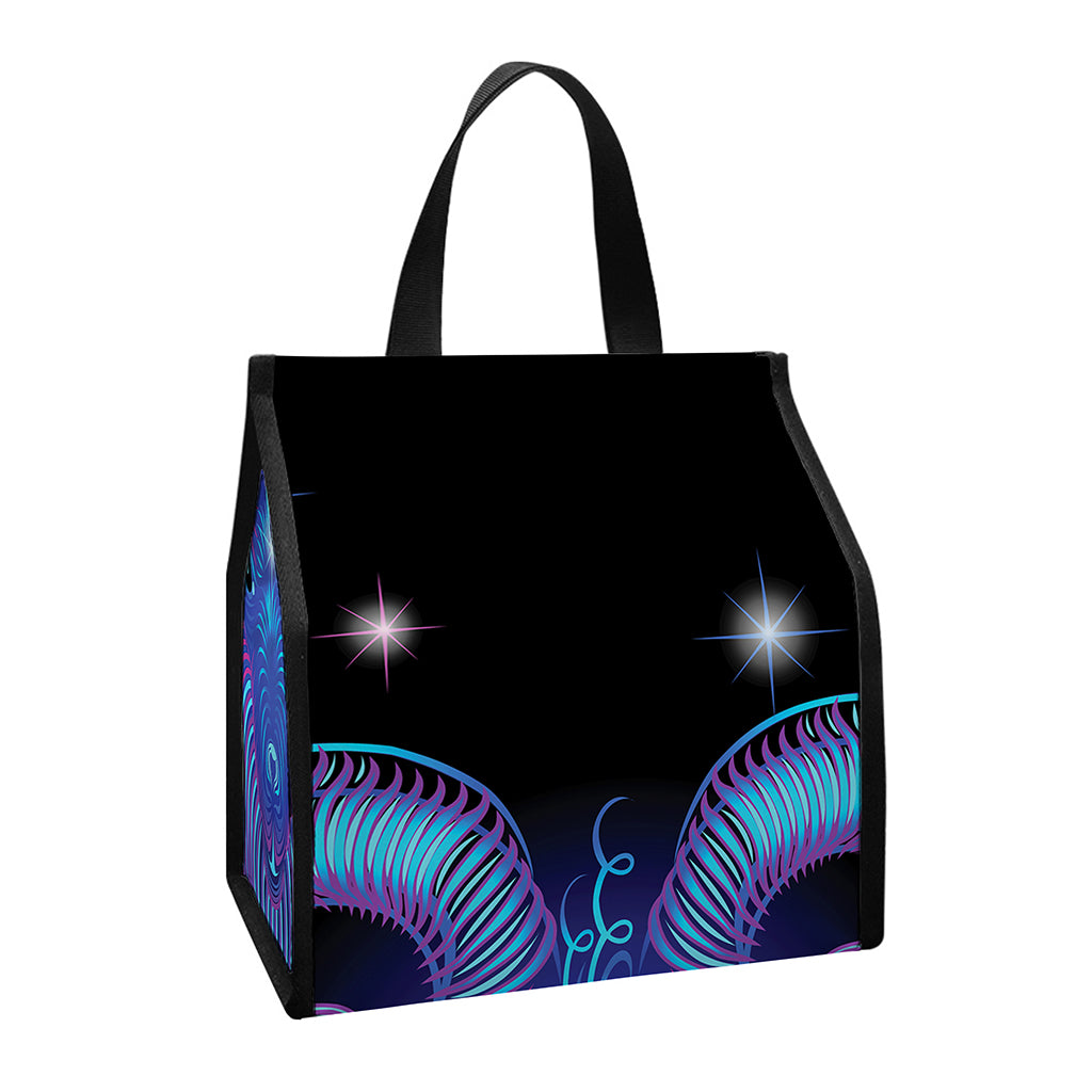 Dark Capricorn Zodiac Sign Print Insulated Lunch Tote