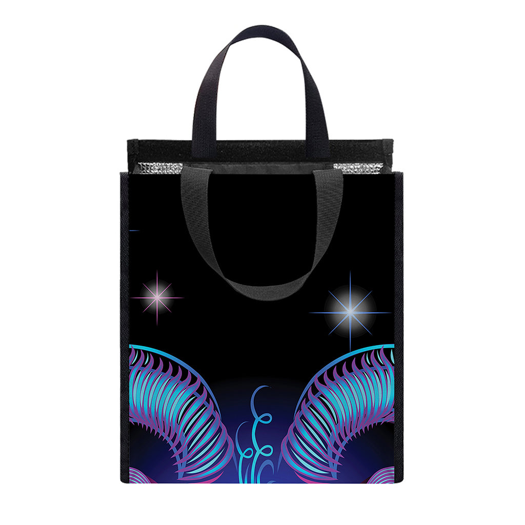 Dark Capricorn Zodiac Sign Print Insulated Lunch Tote