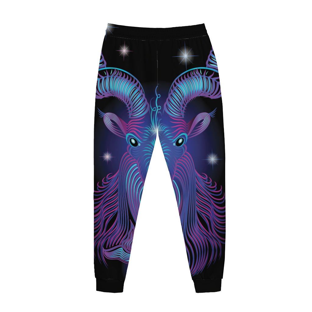 Dark Capricorn Zodiac Sign Print Jogger Pants