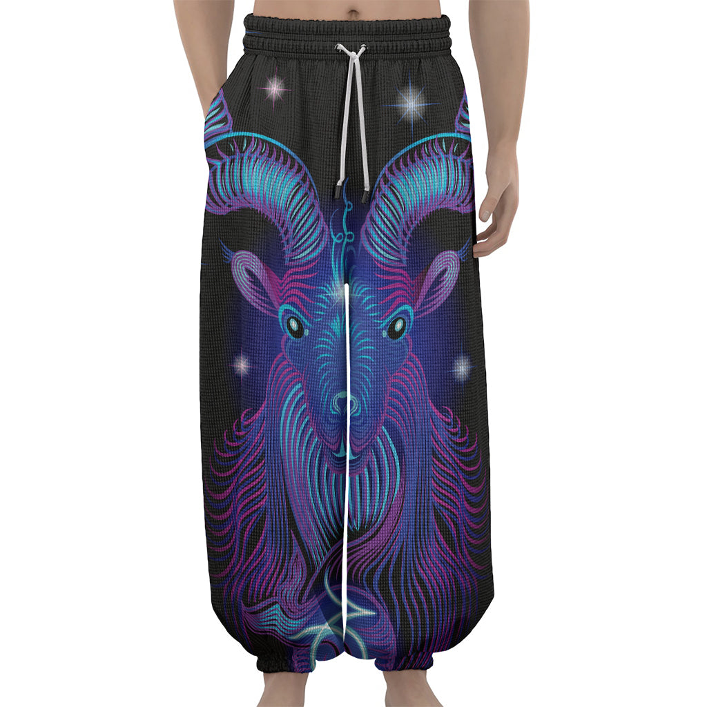 Dark Capricorn Zodiac Sign Print Lantern Pants