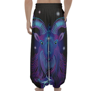 Dark Capricorn Zodiac Sign Print Lantern Pants