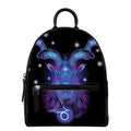 Dark Capricorn Zodiac Sign Print Leather Backpack