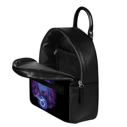 Dark Capricorn Zodiac Sign Print Leather Backpack