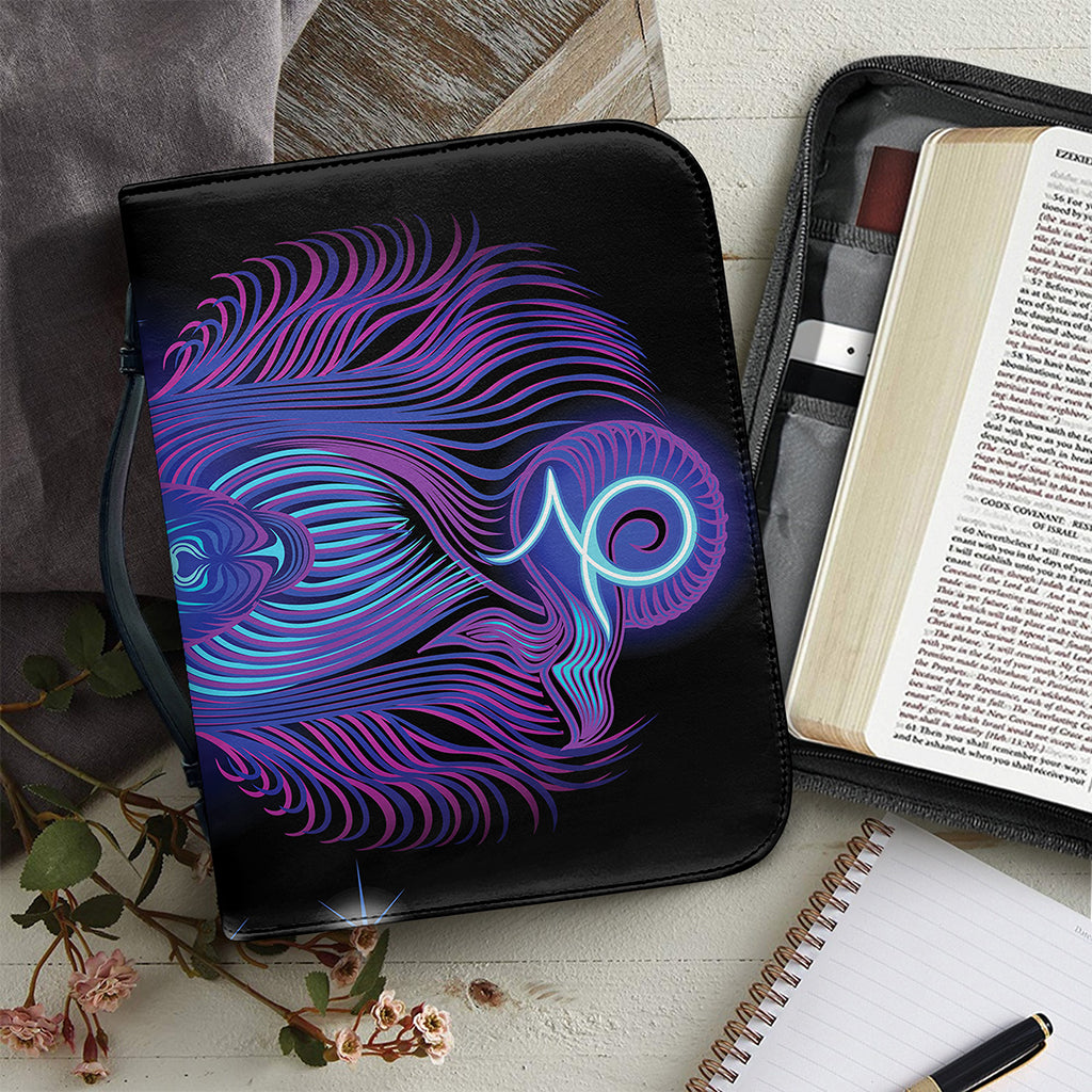 Dark Capricorn Zodiac Sign Print Leather Bible Cover