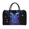 Dark Capricorn Zodiac Sign Print Leather Duffel Bag