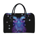 Dark Capricorn Zodiac Sign Print Leather Duffle Bag