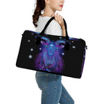 Dark Capricorn Zodiac Sign Print Leather Duffle Bag