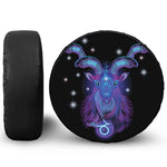 Dark Capricorn Zodiac Sign Print Leather Spare Tire Cover