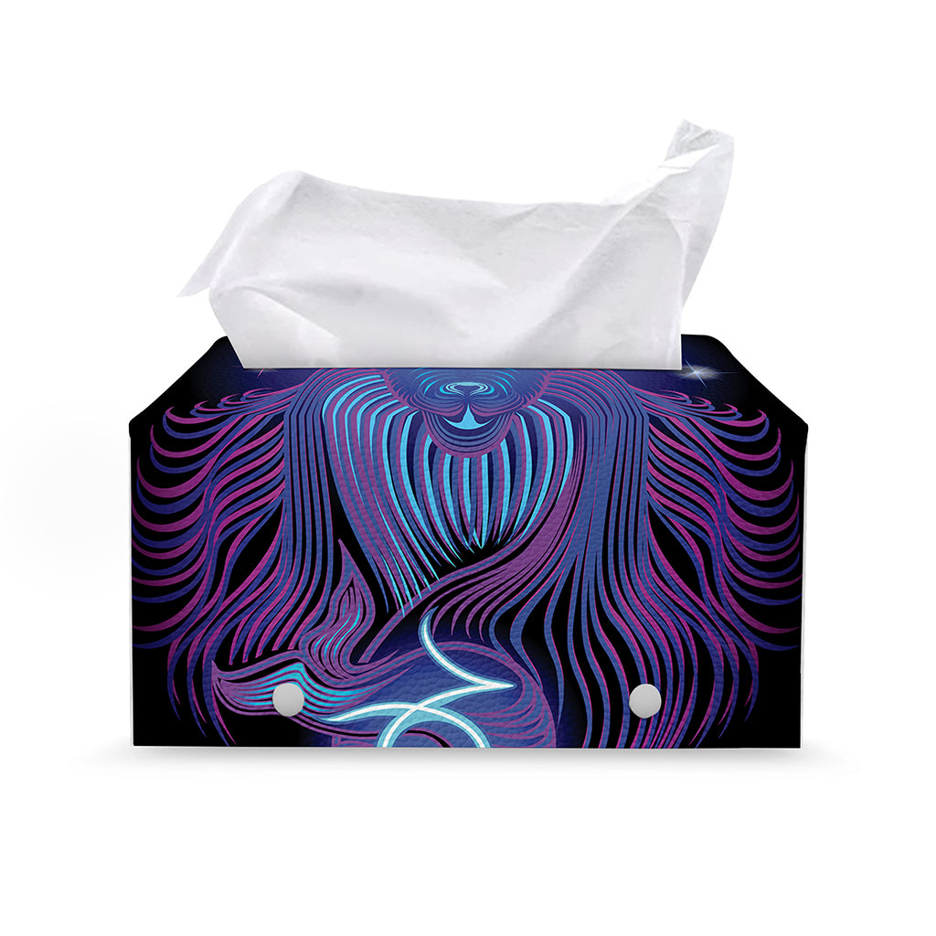 Dark Capricorn Zodiac Sign Print Leather Tissue Box Cover